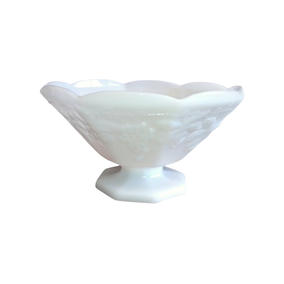 White Milk Glass Compote and Divided Dish - Picture 13 of 16